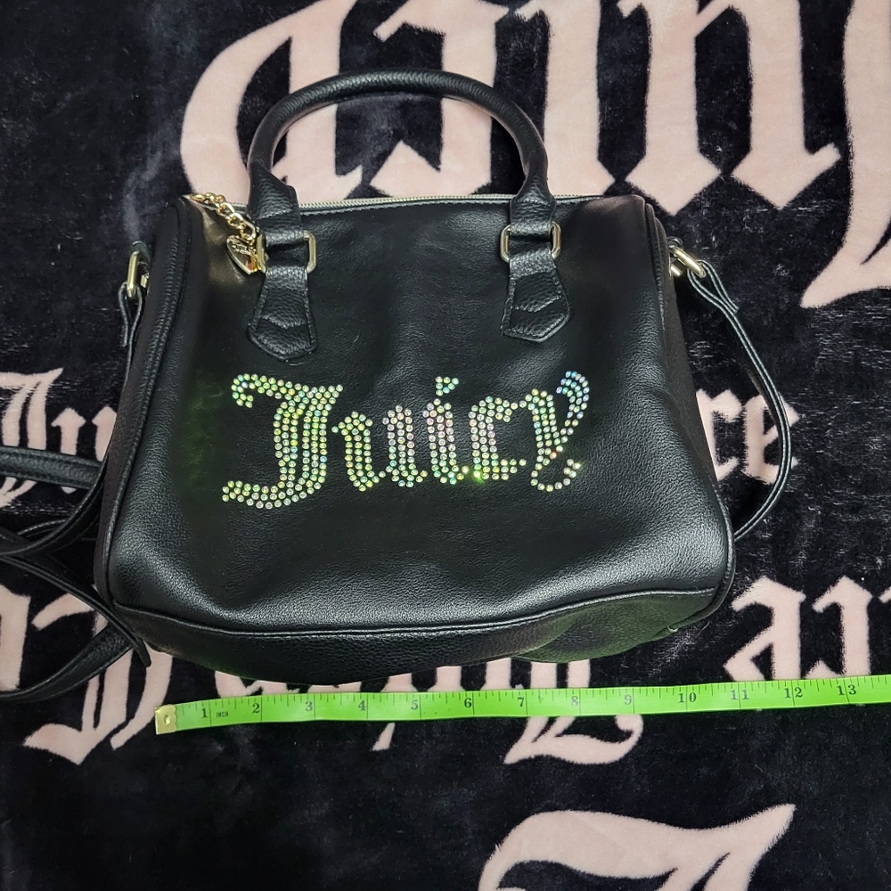 Juicy Couture Black Satchel with Rhinestone Logo